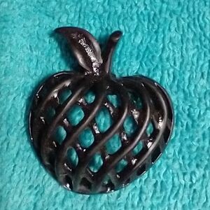 Black Lattice Apple Brooch vintage